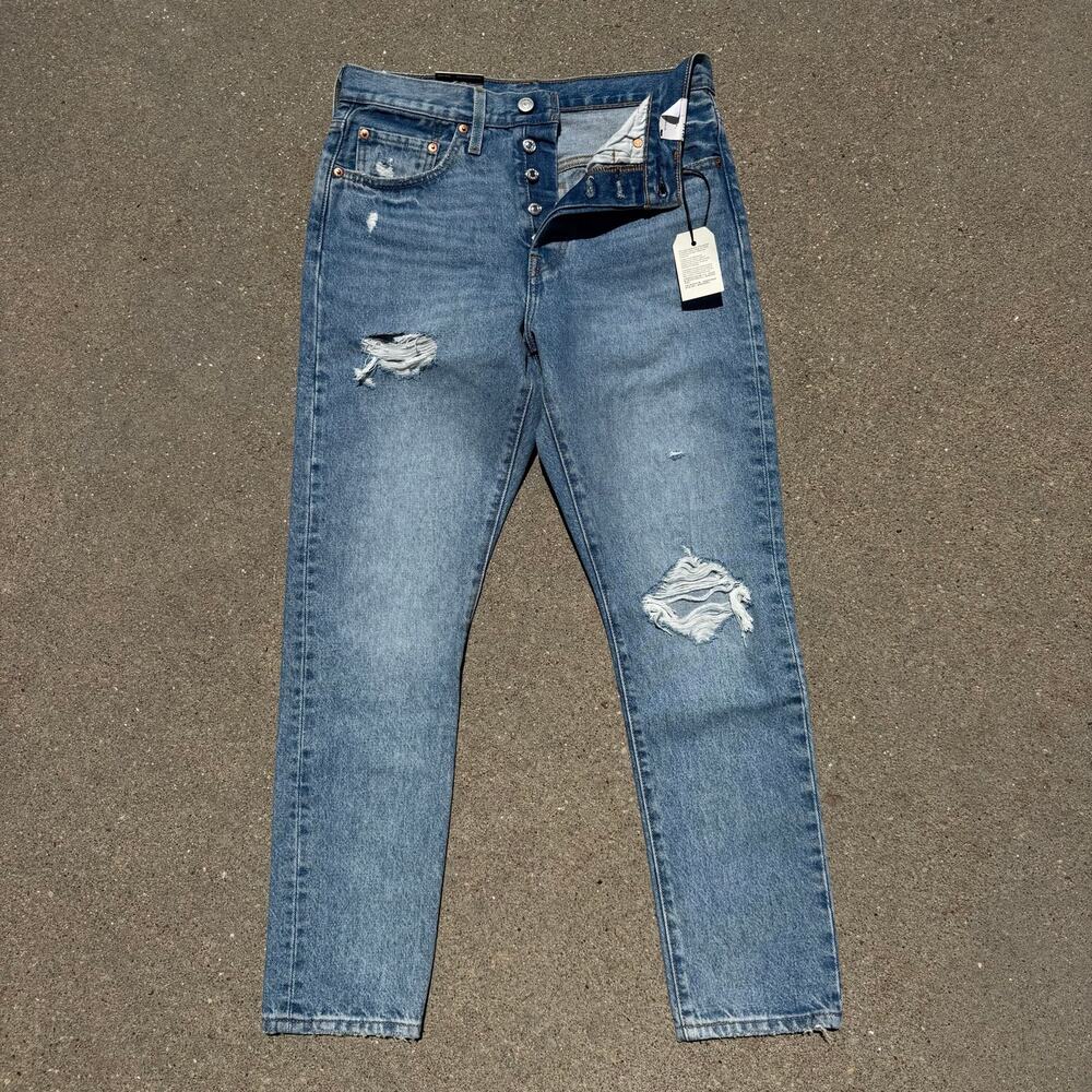 Levi's 501 Button Fly Skinny Jeans Distressed Size 27x28 29502-0034 NEW